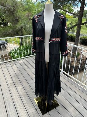 Vintage Collection Black Embroidered Duster with beaded accents